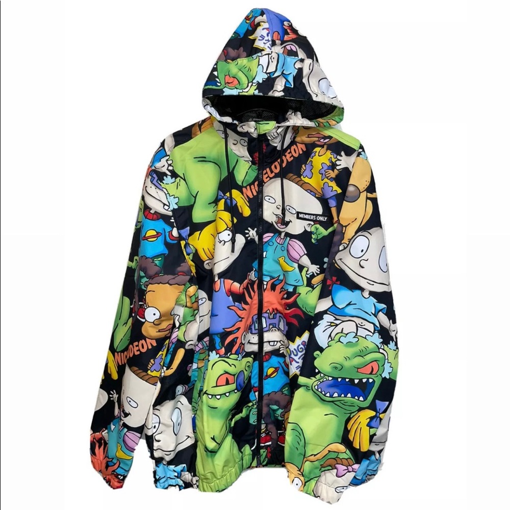 NEW Members Only X Nickelodeon Rugrats Windbreaker Jacket Black Size XL
